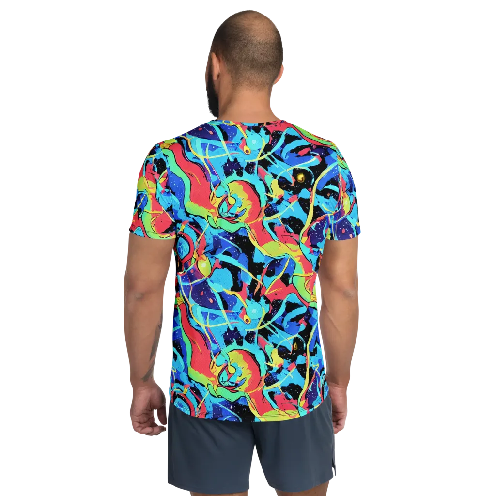 Aqua Mayhem on Men's Athletic T-Shirt — Back