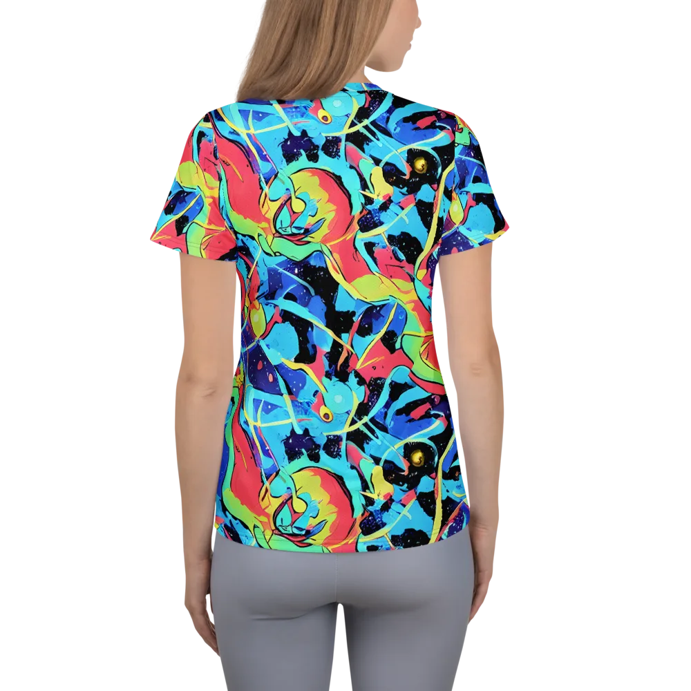 Aqua Mayhem on Women's Athletic T-Shirt — Back