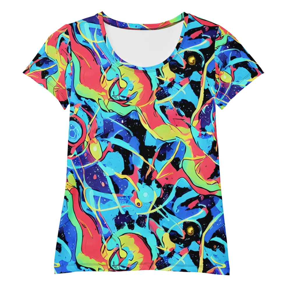 Aqua Mayhem on Women's Athletic T-Shirt — Front