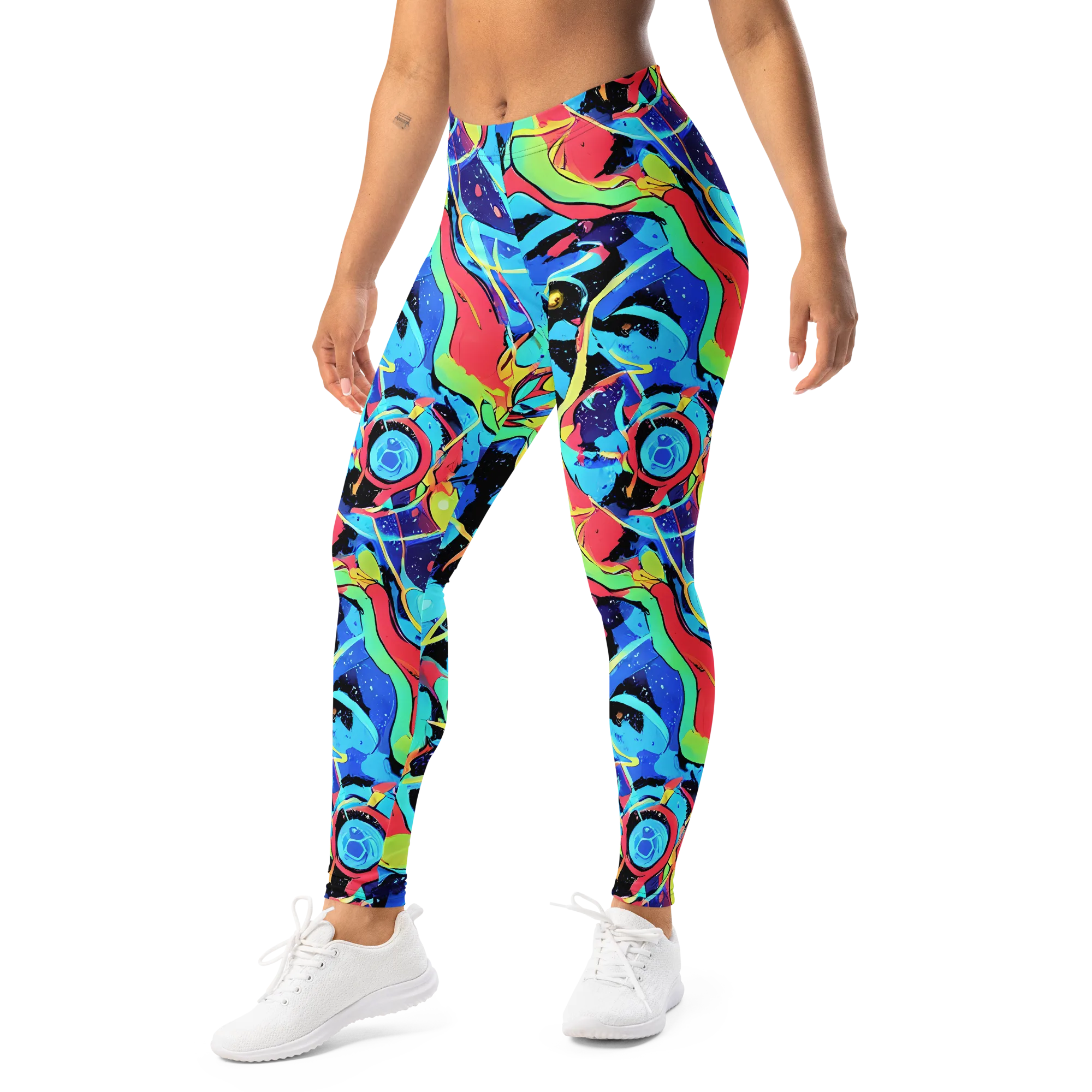 Aqua Mayhem on Leggings — Left Front