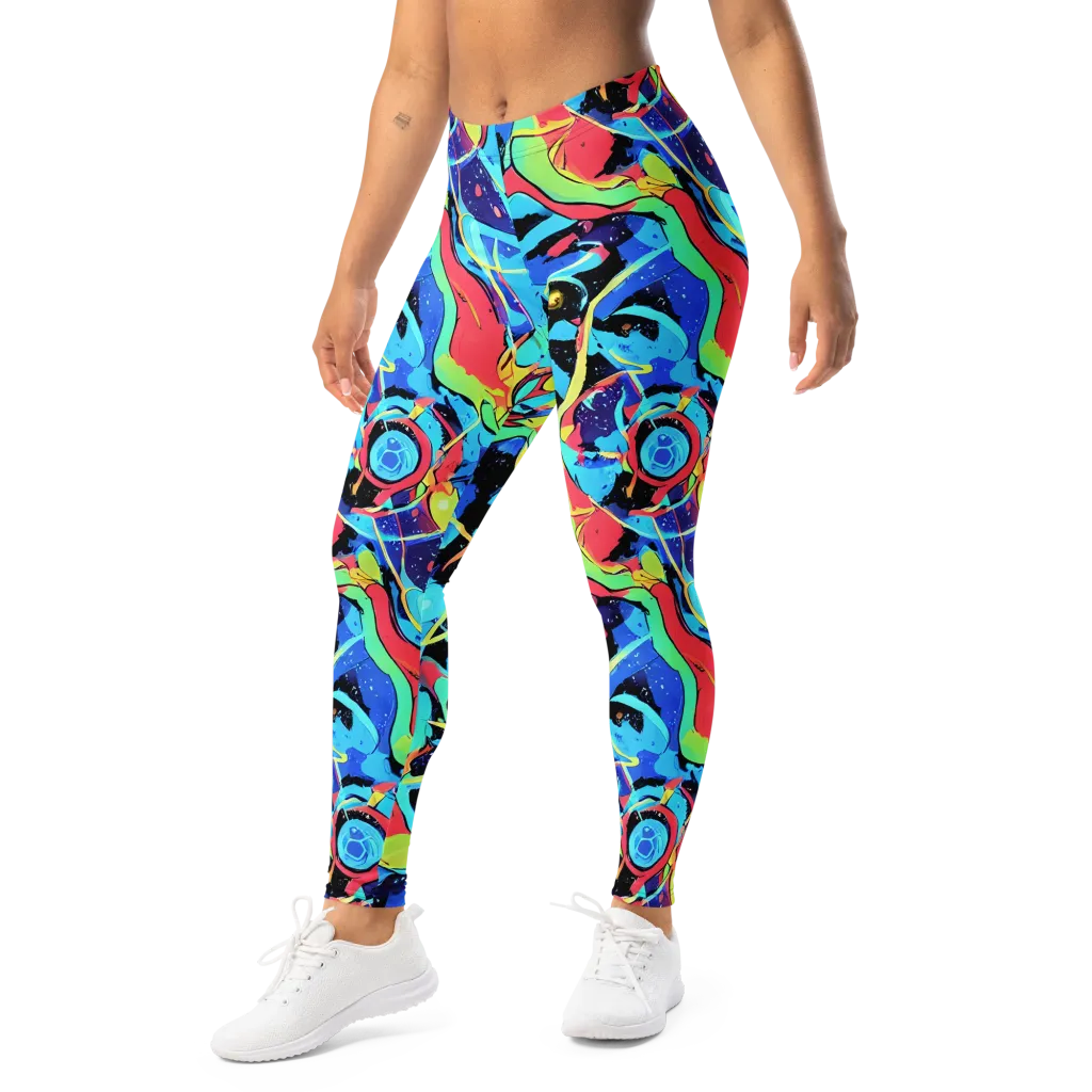 Aqua Mayhem on Leggings — Left Front