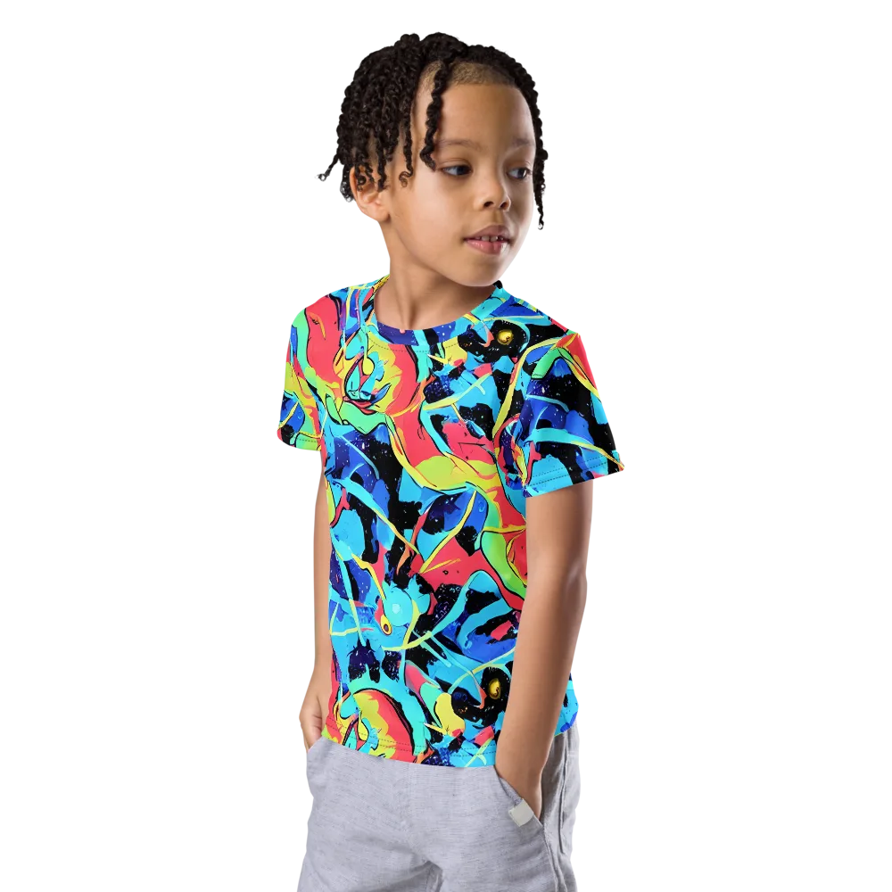 Aqua Mayhem on Kids Crew Neck T-Shirt — Left Front