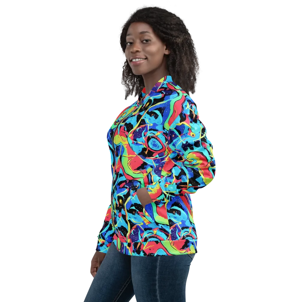 Aqua Mayhem on Bomber Jacket — Left