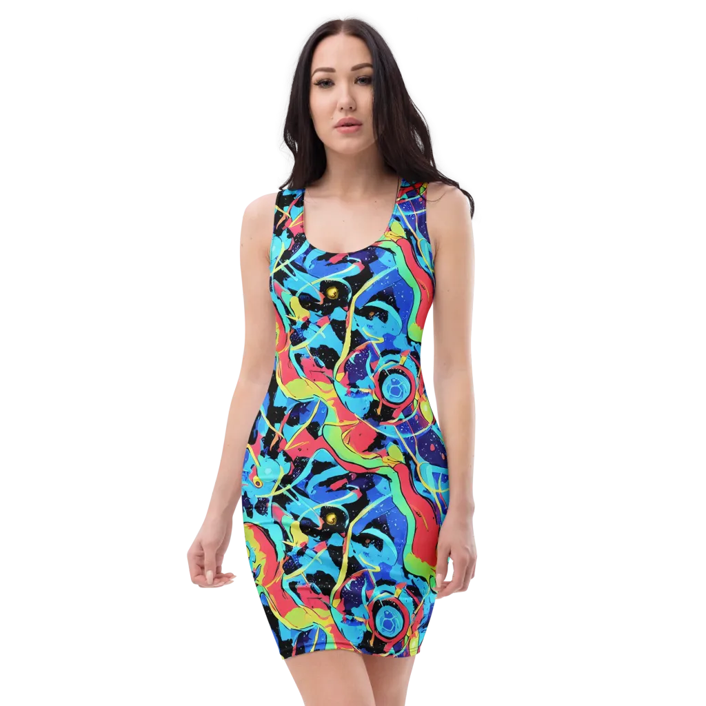 Aqua Mayhem on Bodycon Dress — Front