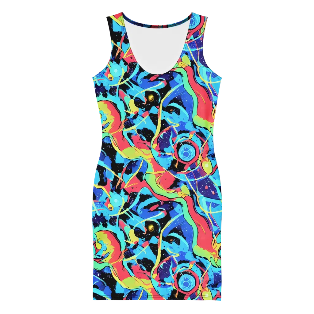 Aqua Mayhem on Bodycon Dress — Front