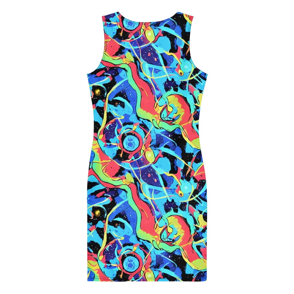 Aqua Mayhem on Bodycon Dress — Back