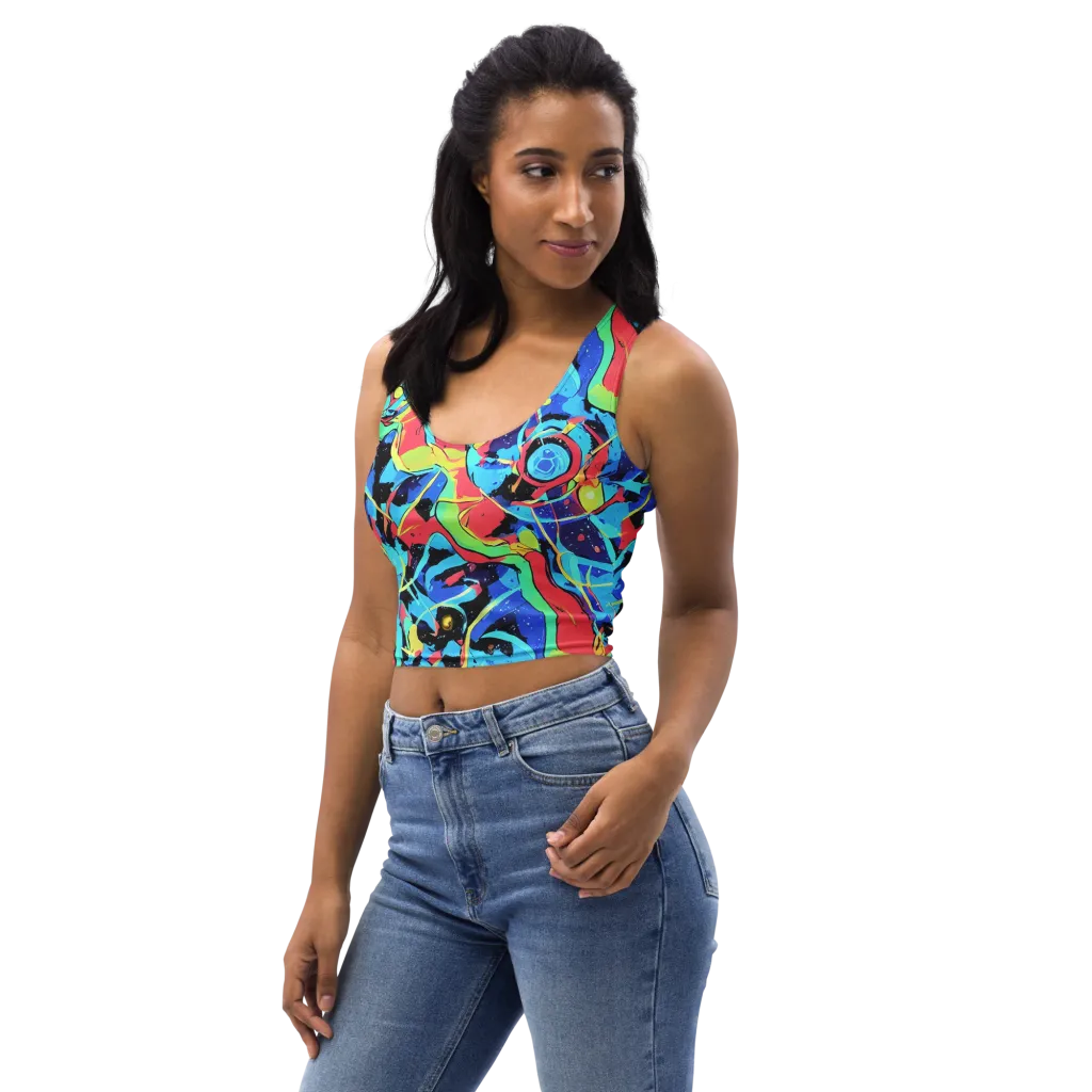 Aqua Mayhem on Crop Top — Left Front