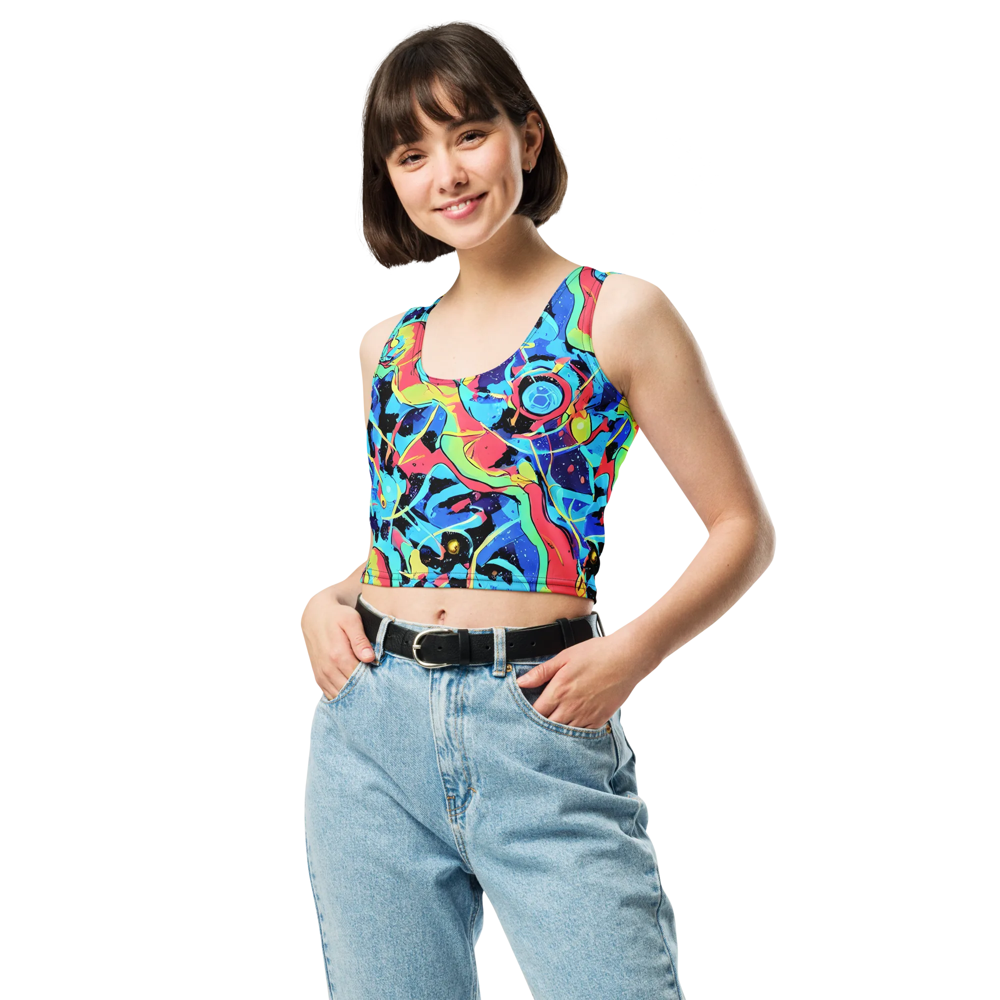 Aqua Mayhem on Crop Top — Front