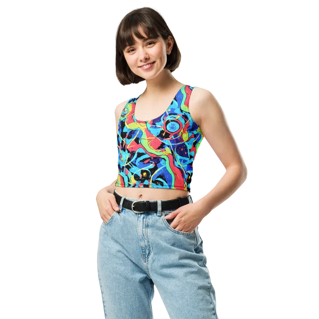 Aqua Mayhem on Crop Top — Front