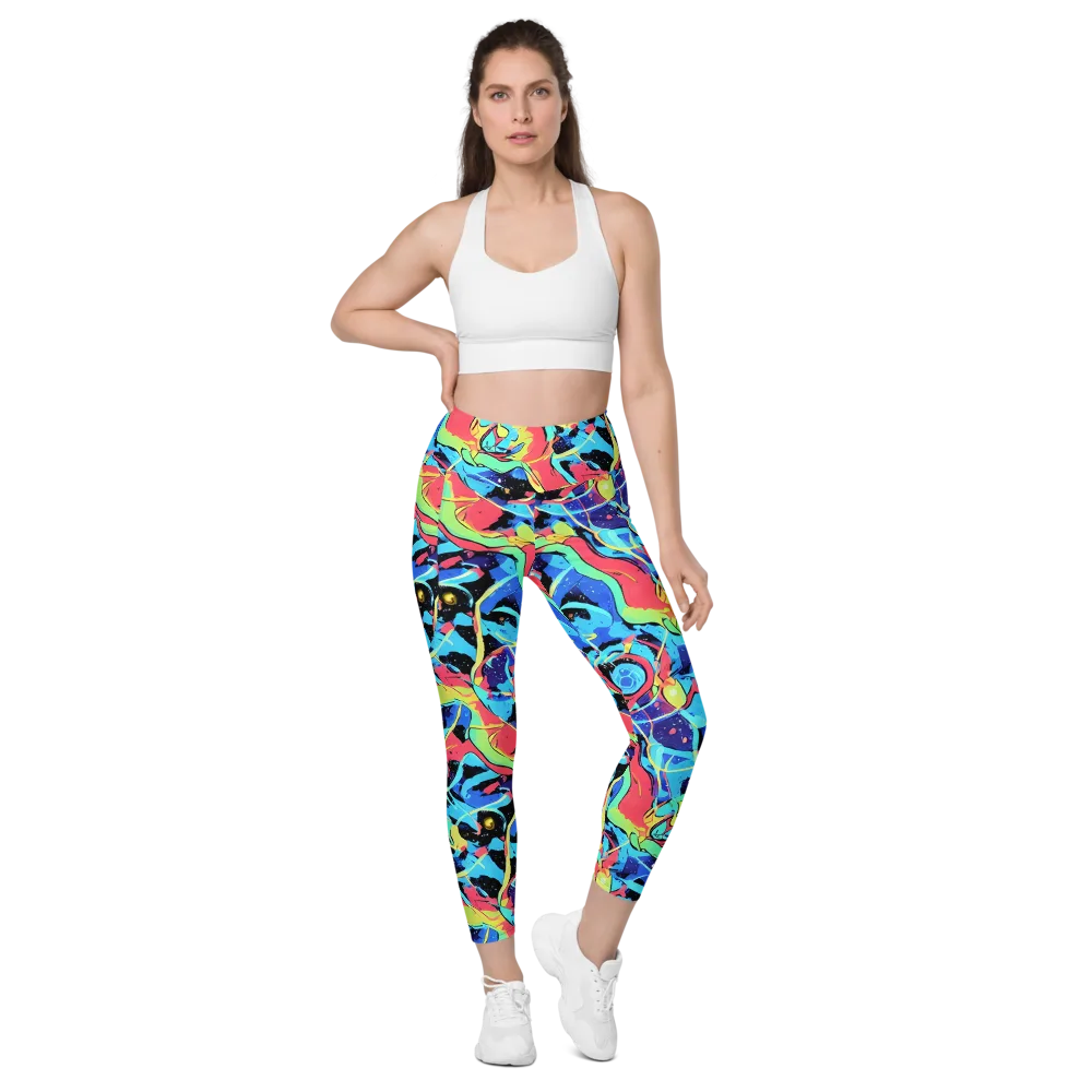Aqua Mayhem on Leggings with Pockets — Front