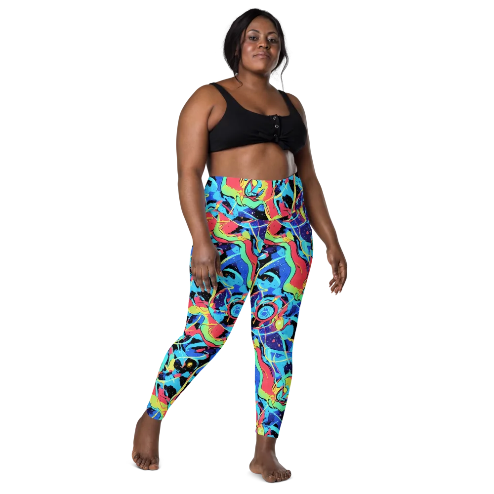Aqua Mayhem on Leggings with Pockets — Front