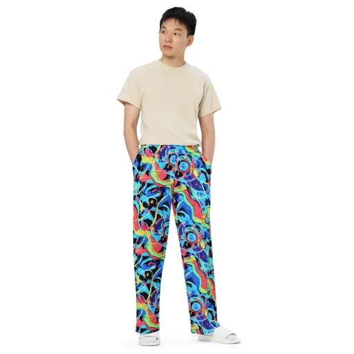 Aqua Mayhem on a Wide-Leg Pants