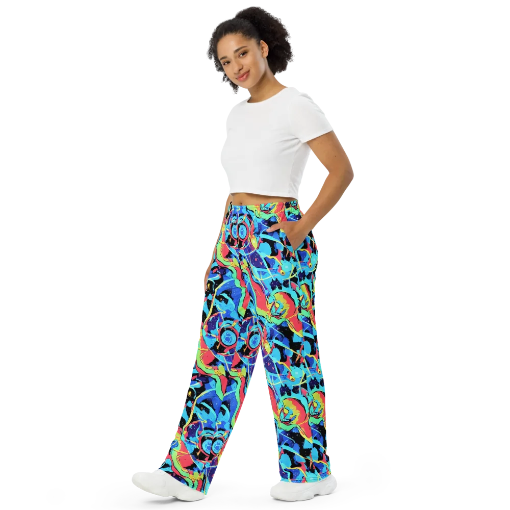 Aqua Mayhem on Wide-Leg Pants — Left Front