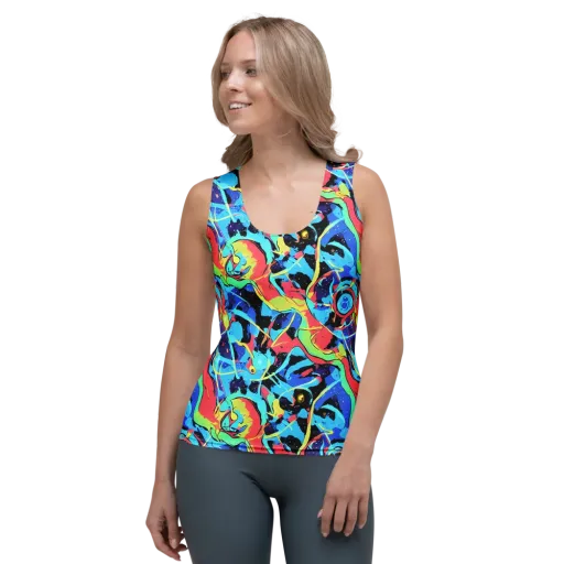 Aqua Mayhem on a Women's Tank Top