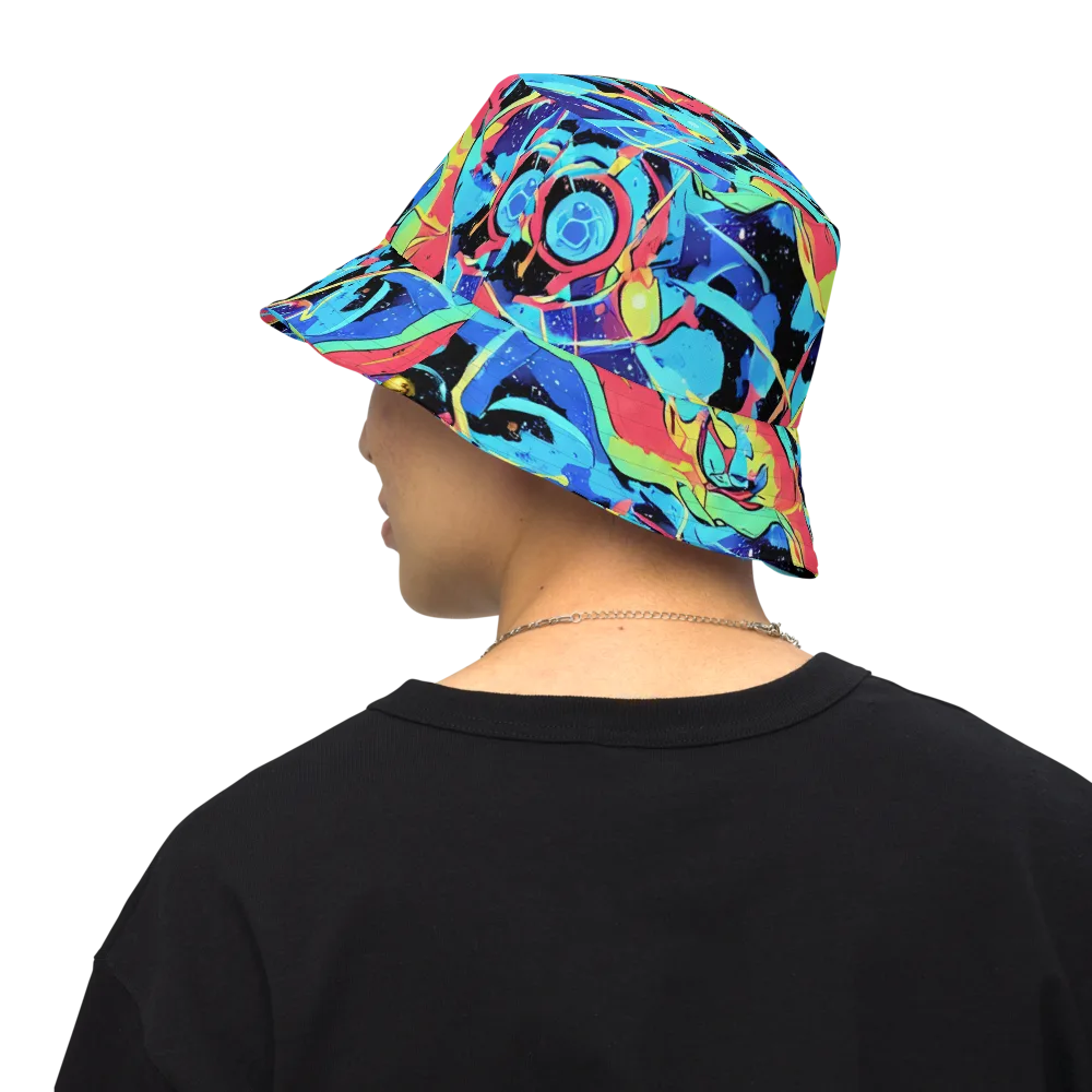 Aqua Mayhem on Reversible Bucket Hat — Back Inside