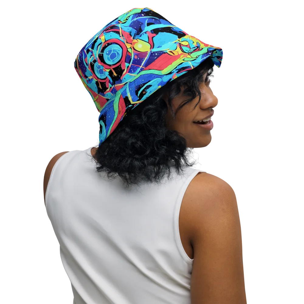 Aqua Mayhem on Reversible Bucket Hat — Right Outside