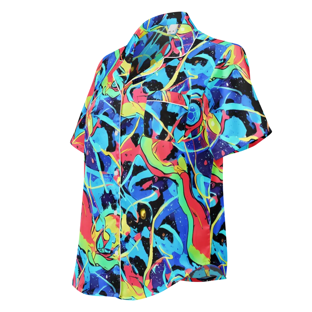 Aqua Mayhem on Women's Short Sleeve Pajama Top — Left Front