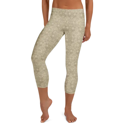 Parchment Paisley on a Capri Leggings