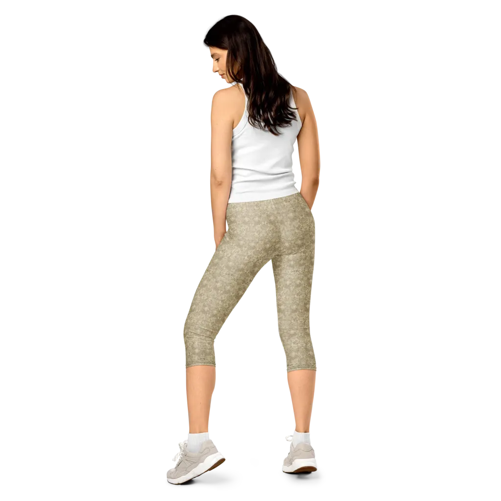 Parchment Paisley on Capri Leggings — Back