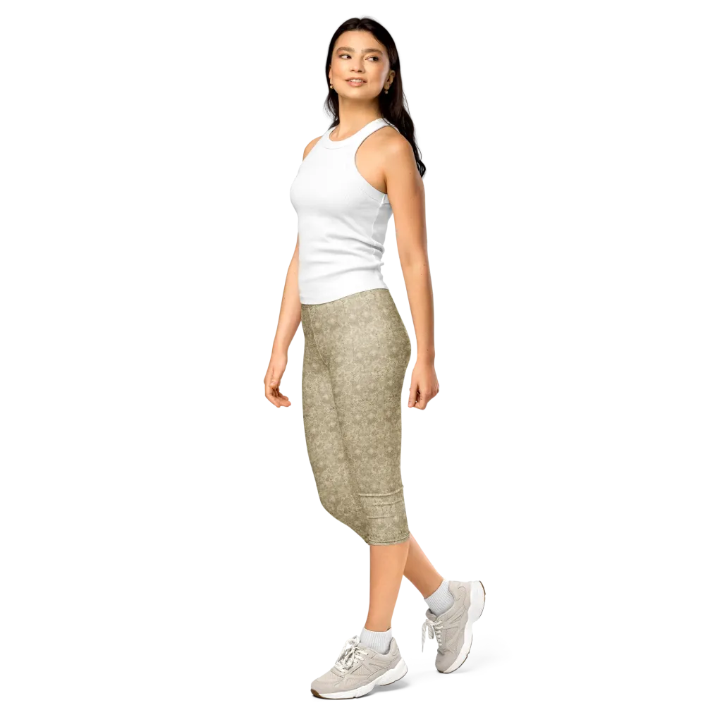 Parchment Paisley on Capri Leggings — Left Front