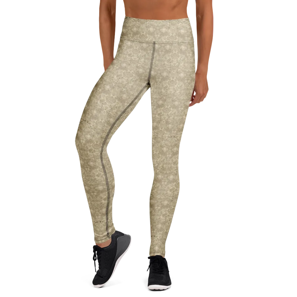 Parchment Paisley on Yoga Leggings — Front