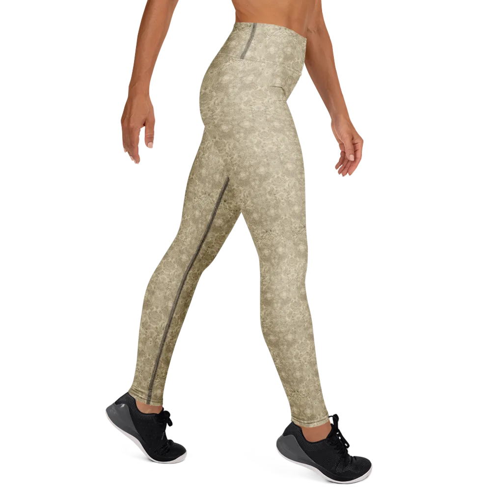 Parchment Paisley on Yoga Leggings — Right