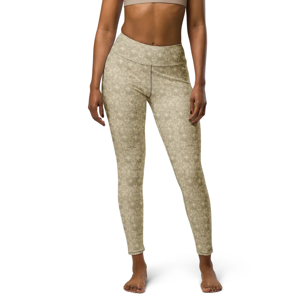 Parchment Paisley on Yoga Leggings — Front