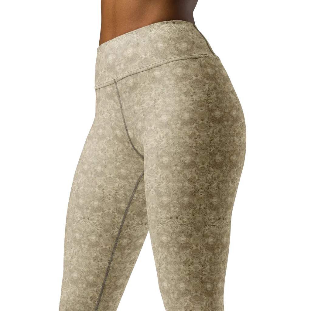 Parchment Paisley on Yoga Leggings — Left Front