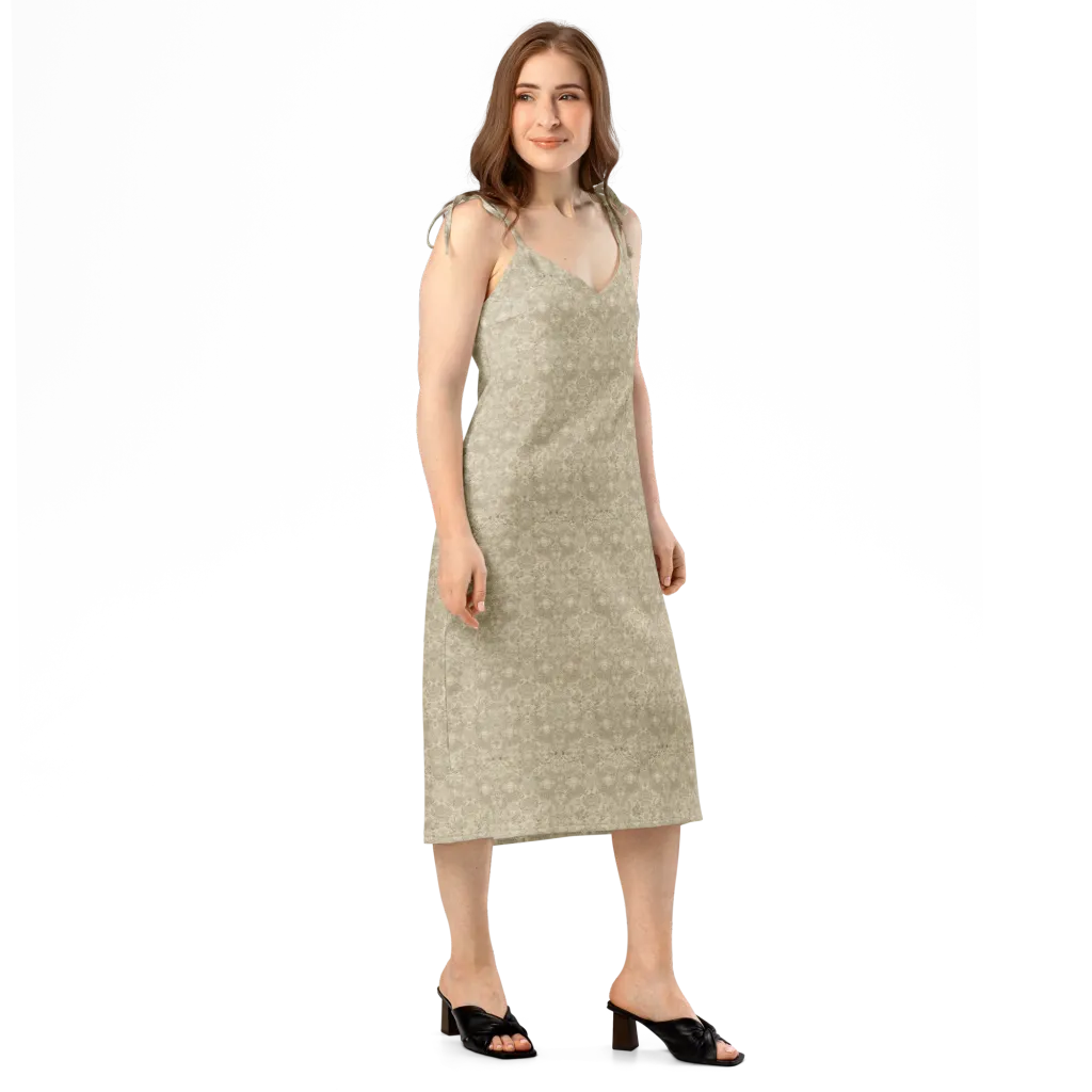 Parchment Paisley on Slip Dress — Right Front