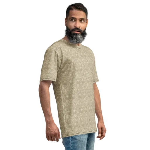 Parchment Paisley on a Men's Crew Neck T-Shirt