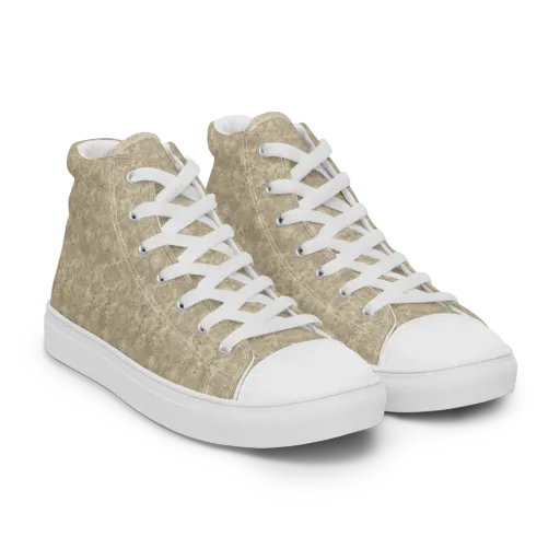 Parchment Paisley on a Men's High Top Canvas Shoes