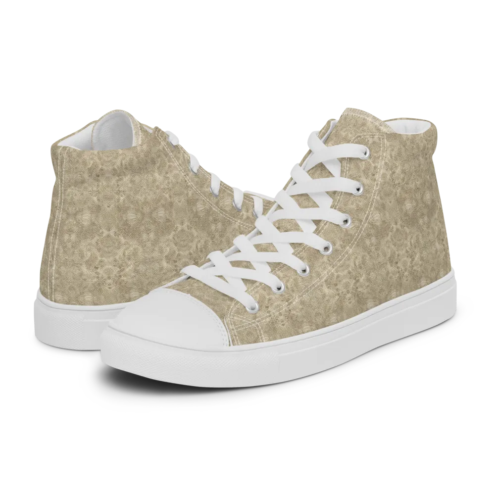 Parchment Paisley on Men's High Top Canvas Shoes — Left