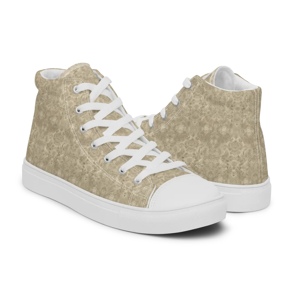 Parchment Paisley on Men's High Top Canvas Shoes — Right