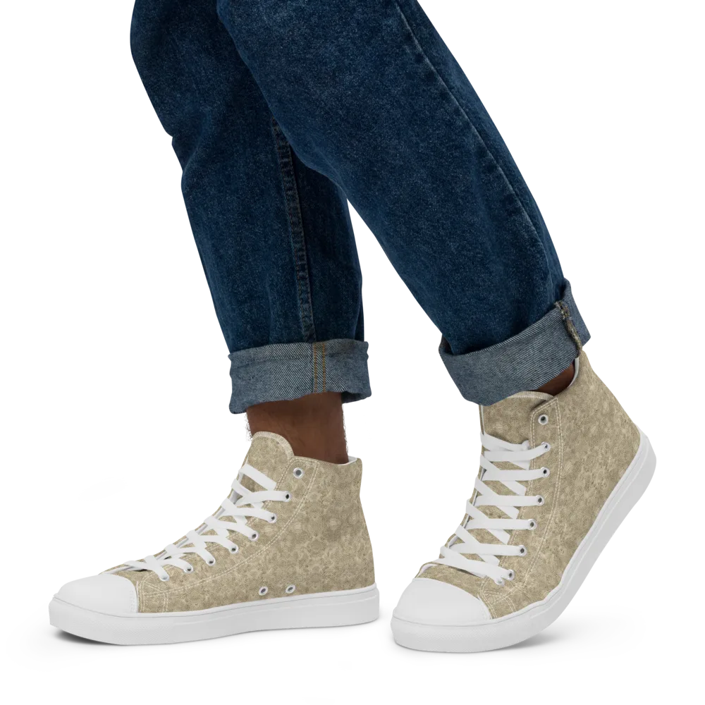 Parchment Paisley on Men's High Top Canvas Shoes — Left