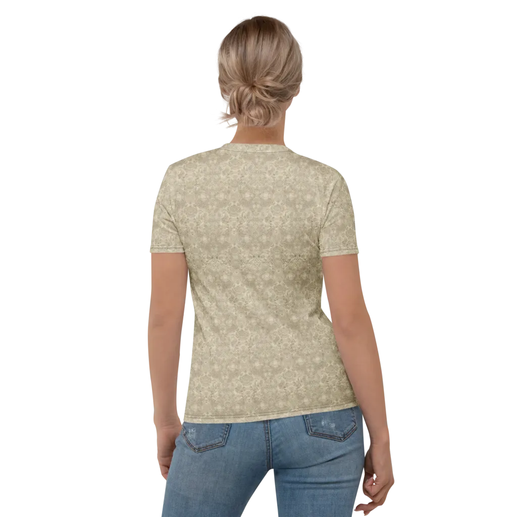 Parchment Paisley on Women's Crew Neck T-Shirt — Back