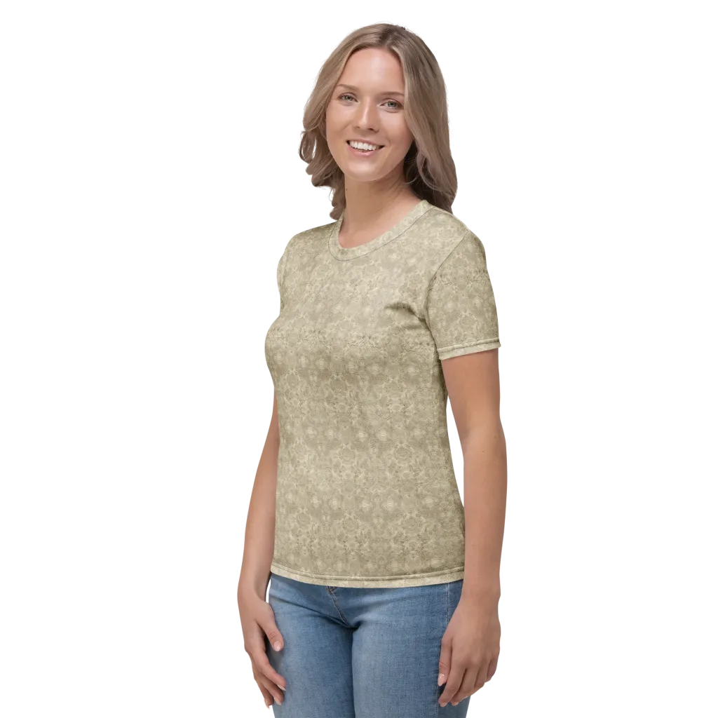 Parchment Paisley on Women's Crew Neck T-Shirt — Left
