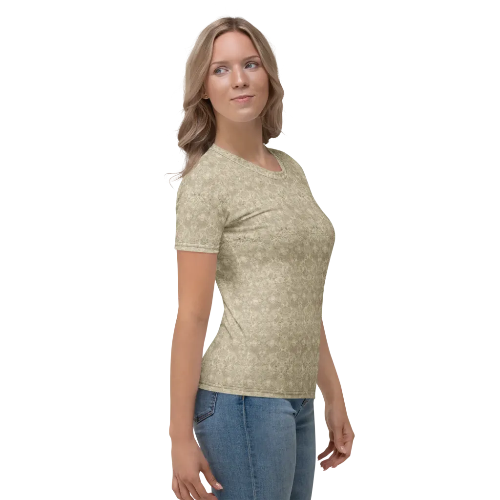 Parchment Paisley on Women's Crew Neck T-Shirt — Right