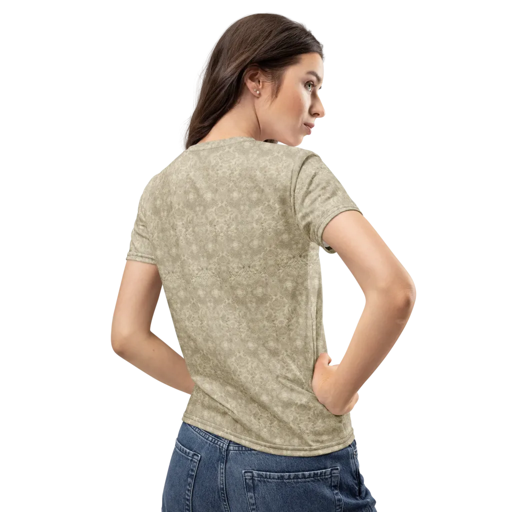 Parchment Paisley on Women's Crew Neck T-Shirt — Back