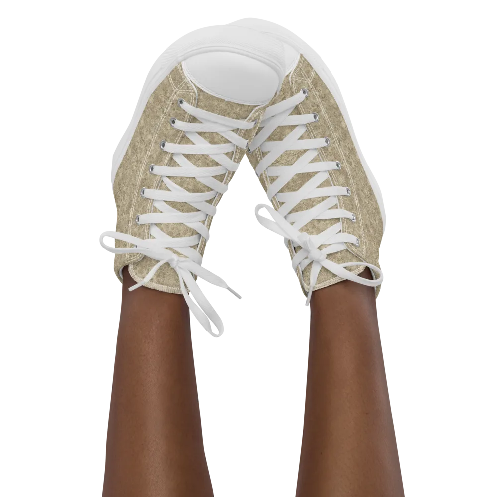 Parchment Paisley on Women's High Top Canvas Shoes — Front