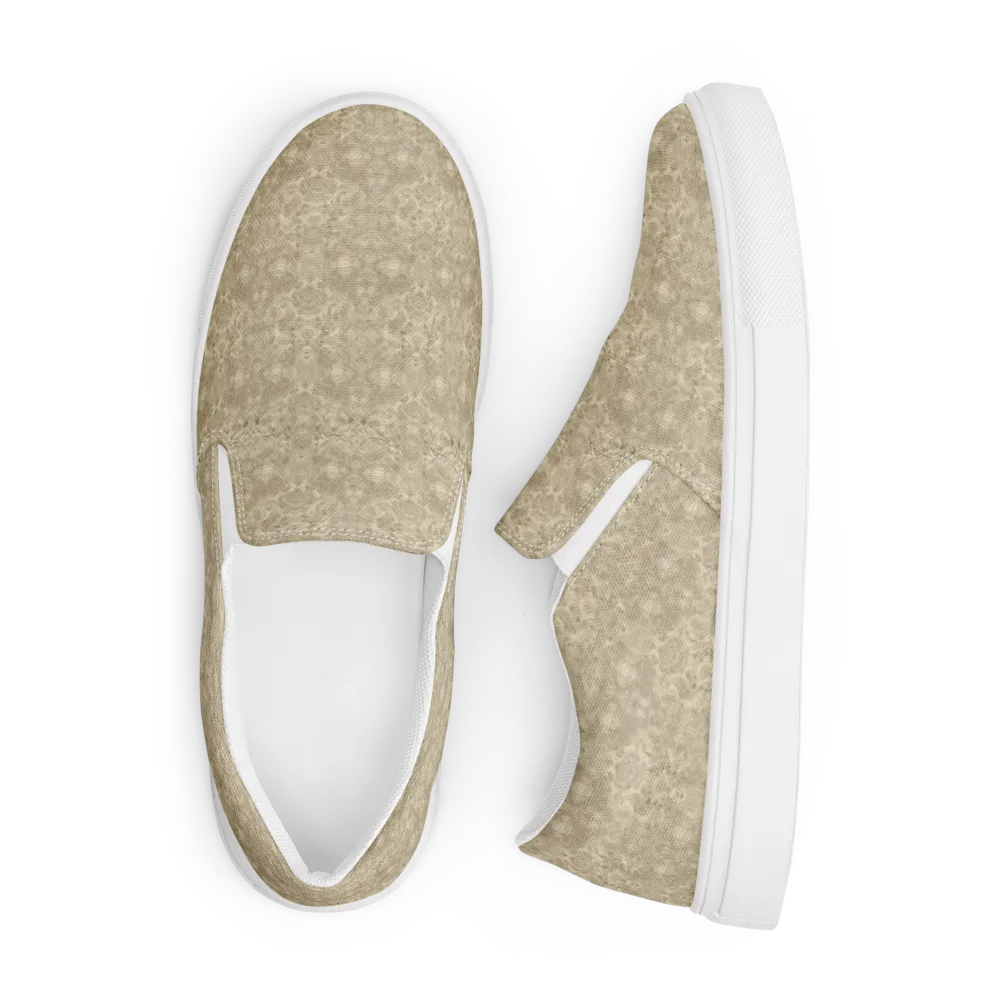 Parchment Paisley on Men's Slip-On Canvas Shoes — Front