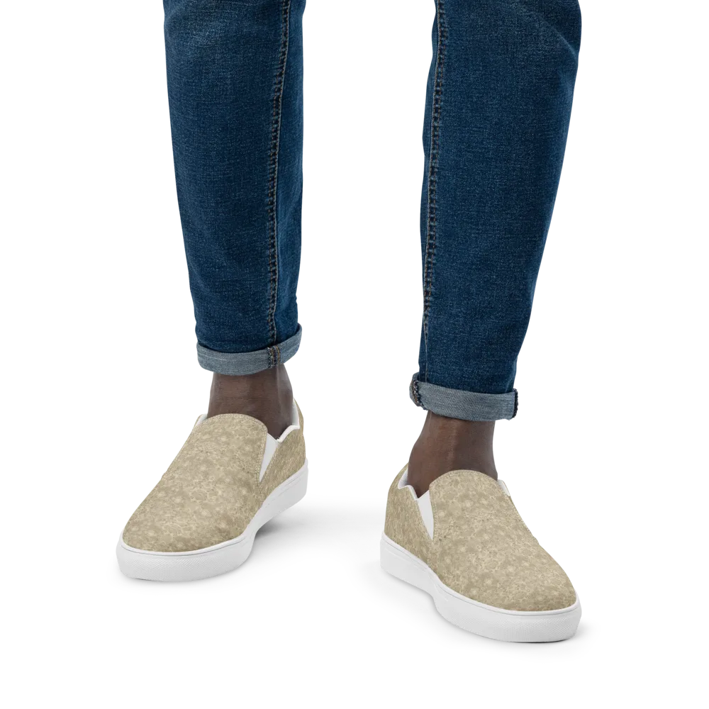 Parchment Paisley on Men's Slip-On Canvas Shoes — Front