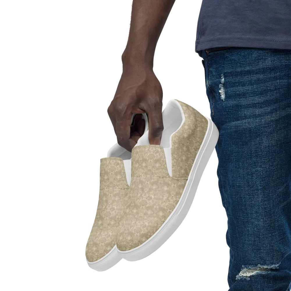 Parchment Paisley on Men's Slip-On Canvas Shoes — Left Front