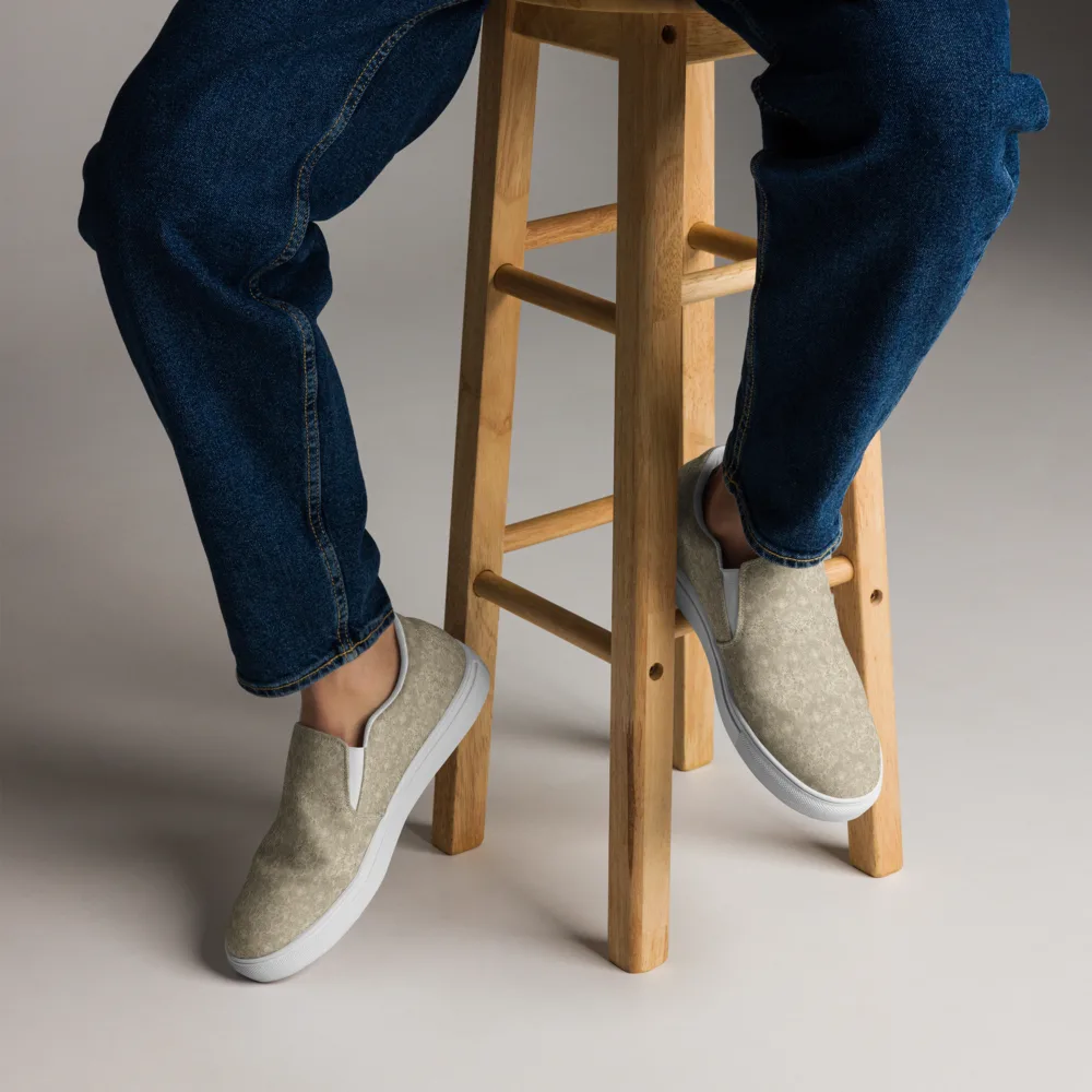 Parchment Paisley on Men's Slip-On Canvas Shoes — Front