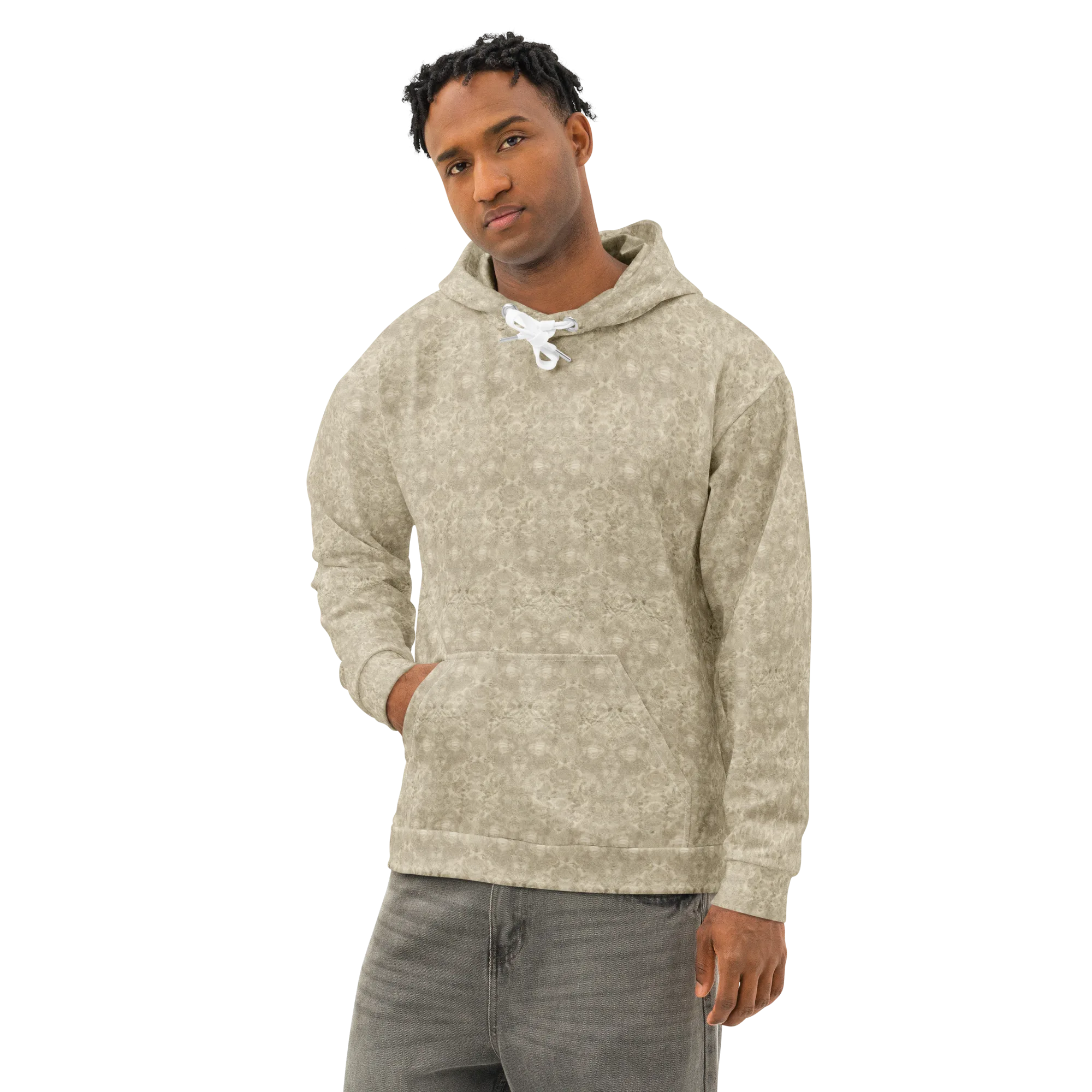 Parchment Paisley on Cotton Hoodie — Left Front