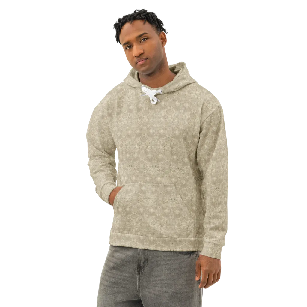 Parchment Paisley on Cotton Hoodie — Left Front