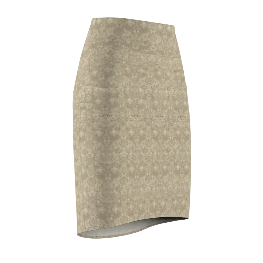 Parchment Paisley on Pencil Skirt — Front Side