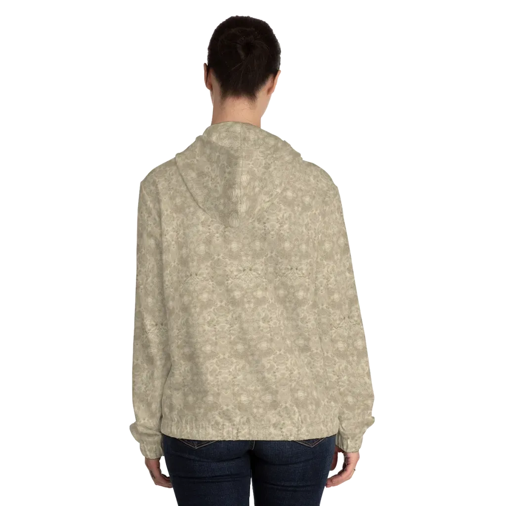 Parchment Paisley on Women's Full-Zip Hoodie — Back On Person