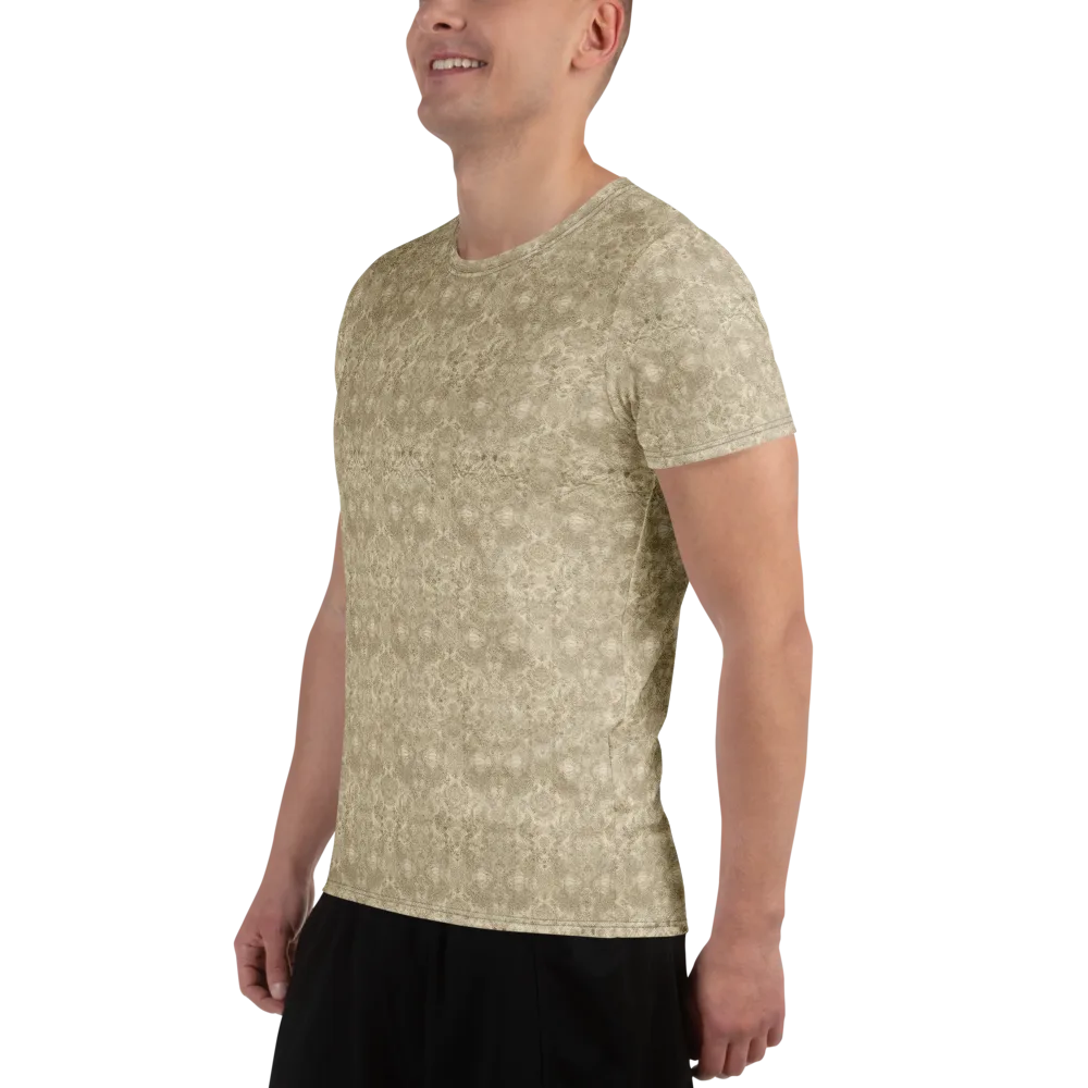 Parchment Paisley on Men's Athletic T-Shirt — Left