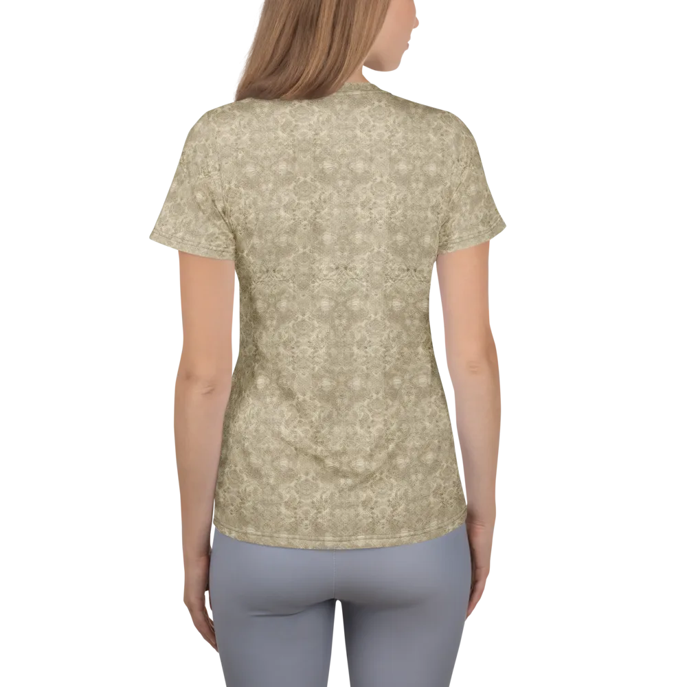 Parchment Paisley on Women's Athletic T-Shirt — Back