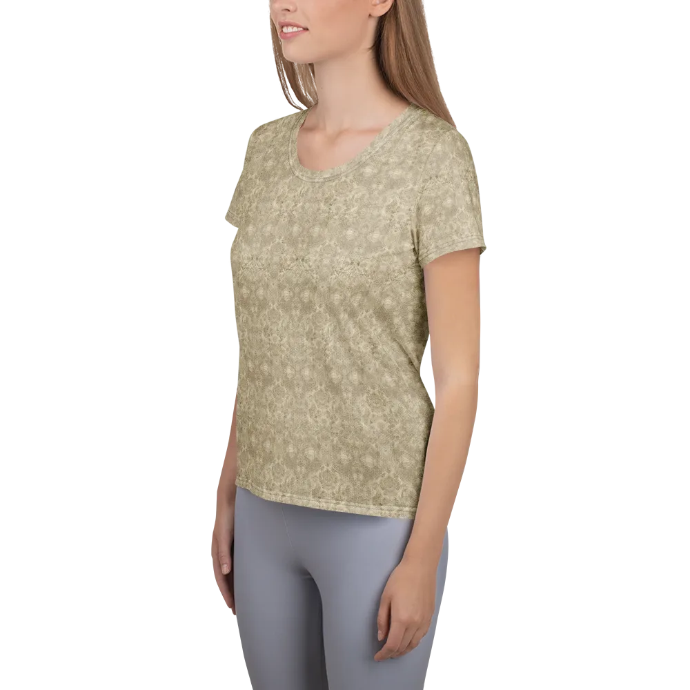 Parchment Paisley on Women's Athletic T-Shirt — Left